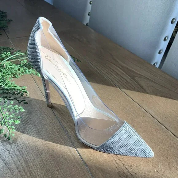 Gianvito Rossi 105 Plexi & Embellished Suede Pumps - Picture 3 of 11